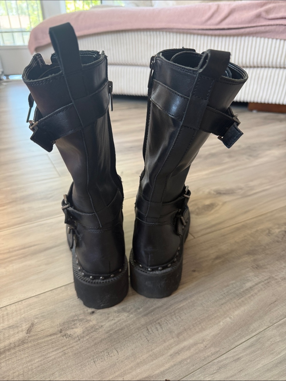 Vince Camuto Black Combat Moto Boots - Picture 4 of 8
